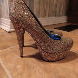 Silver Glitter High Heel Pumps